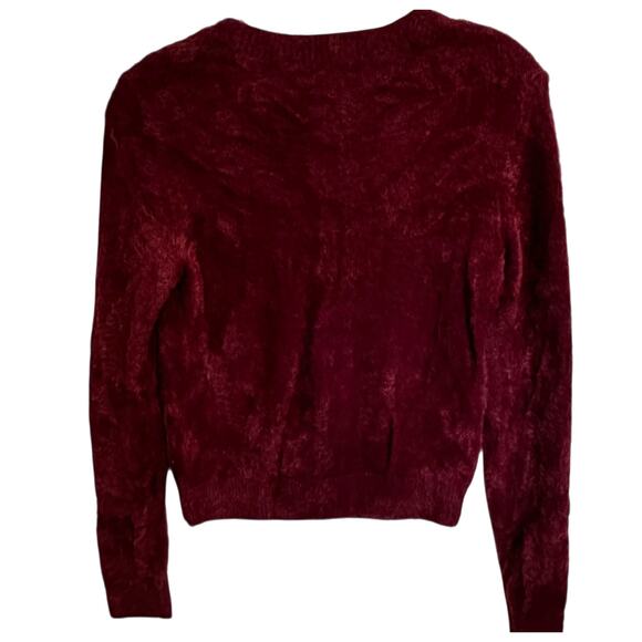 Sunday Best Fuzzy Sweater Womens Small Burgundy Cozy Christmas Soft Aritzia - Picture 3 of 6
